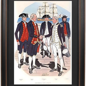 Framed Continental Navy 1776-1777 by Hugh Charles McBarron. Standard or Poster Size. Handmade in USA.