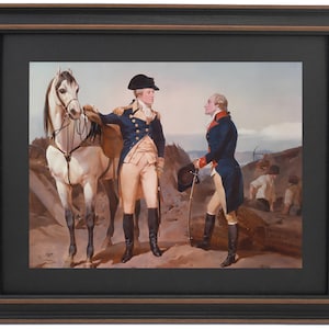 Framed First Meeting of George Washington and Alexander Hamilton by Alonzo Chappel. Handmade in USA. Free Shipping