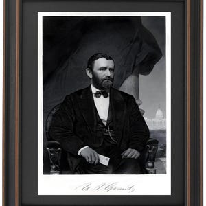 Framed Ulysses S Grant Portrait by Alonzo Chappel. Standard or Poster Size. Handmade in USA. Free Shipping