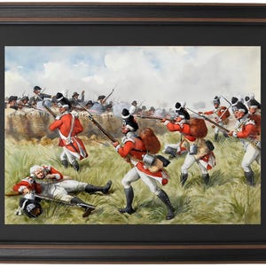 Framed Bunker Hill Print: Richard Simkin Watercolor, American Revolution Art, Handmade in USA