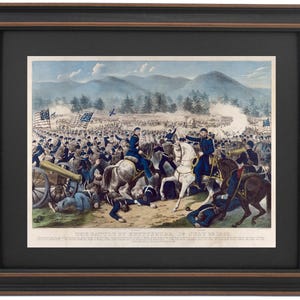 Framed Battle of Gettysburg Print: Currier and Ives Lithograph, Handmade in USA