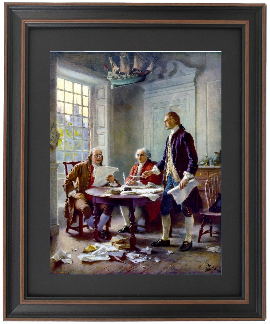 Framed Writing the Declaration of Independence, 1776 by Jean Leon ...