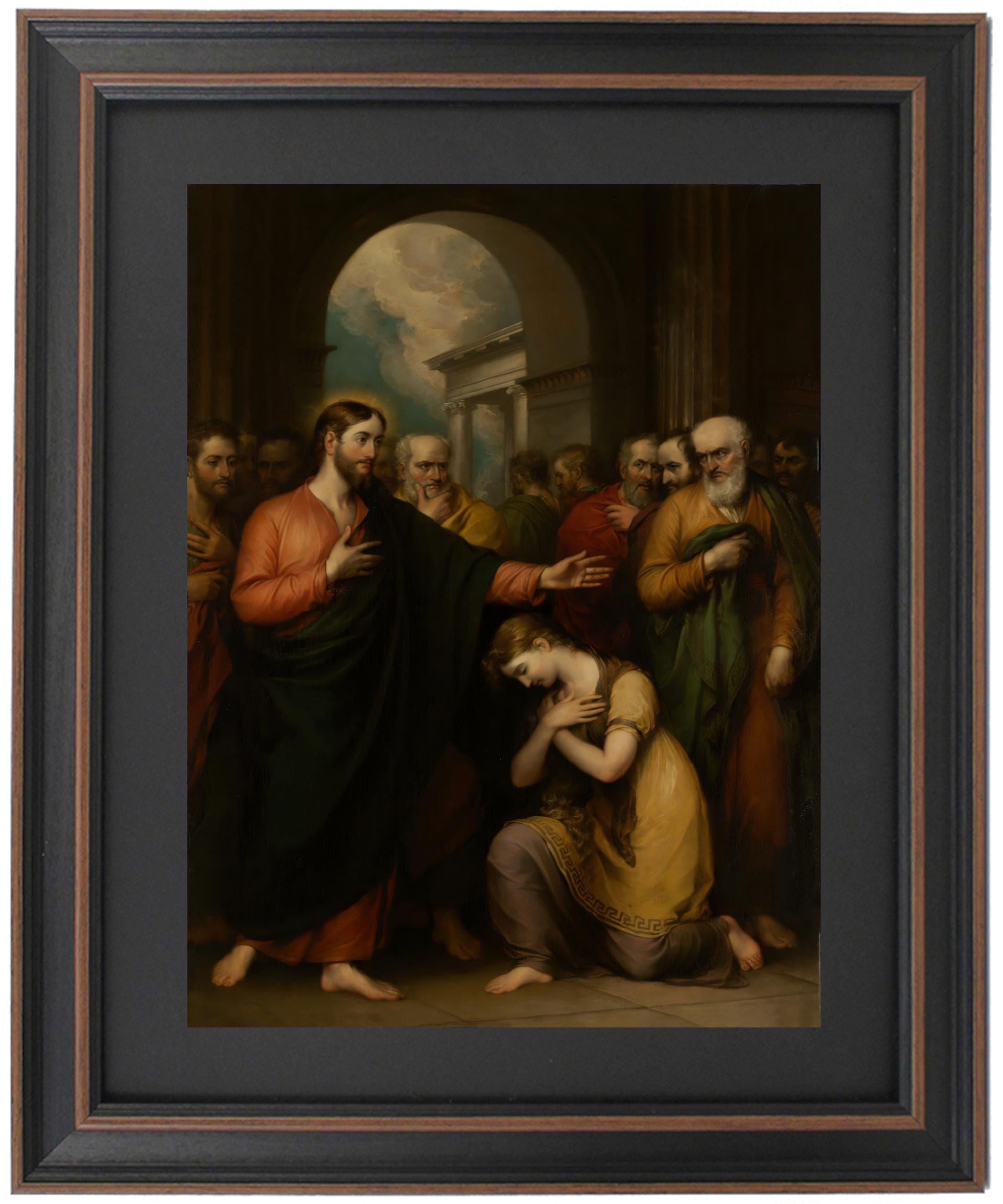 1836　Johnbull LIFE PICTURE COLLECTION 　T Framed Christ and the Woman Taken in Adultery Print by John