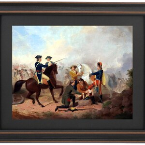 Framed Washington and Lafayette at the Battle of Brandywine by Junius Brutus Stearns. Standard or Poster Size. Handmade in USA.