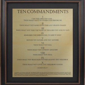 Framed Ten Commandments. Handmade in USA. Free Shipping!*