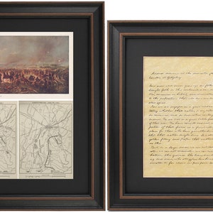 Framed Battle of Gettysburg Illustration & 3 Day Map with Gettysburg Address Set. Handmade in USA. Free Shipping