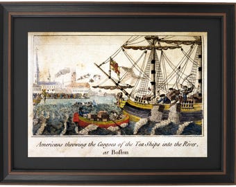 Framed Boston Tea Party by W.D. Cooper. Standard or Poster Size. Handmade in USA. Free Shipping