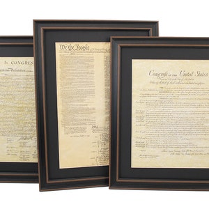 Framed Constitution, Declaration of Independence, & Bill of Rights. Handmade in USA. Free Shipping!*