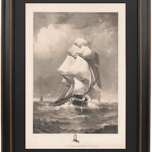 Framed U.S. Frigate Constitution (Old Ironsides). John Marshall Artist Print. Standard or Poster Size. Handmade in USA. Free Shipping image 1