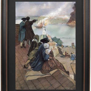 Framed Bostonians on Their Housetops Watching the Battle of Bunker Hill at Charlestown by Howard Pyle. Standard or Poster. Handmade in USA