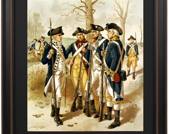 Infantería enmarcada: Ejército Continental, 1779-1783, por Henry Alexander Ogden. Tamaño estándar o póster. Hecho a mano en EE. UU. Envío gratuito.