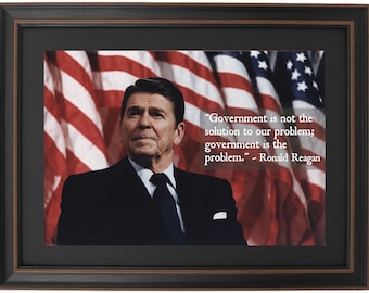 Ronald Reagan Portrait: Framed Giclee Print with Quote, Handmade in USA