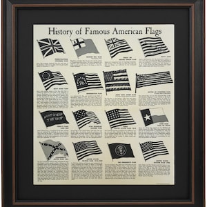 Framed History of Famous American Flags. Handmade in USA. Free Shipping!*