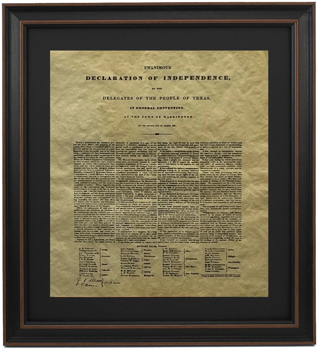 Framed Texas Declaration of Independence. Handmade in USA. Free ...