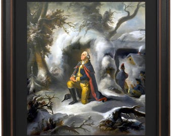 Framed George Washington Praying at Valley Forge by Alonzo Chappel. Standard or Poster Size. Handmade in USA. Free Shipping