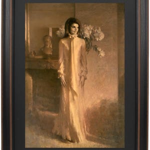 Framed Portrait of First Lady Jacqueline Bouvier Kennedy by Aaron Shikler. Standard or Poster Size. Handmade in USA. Free Shipping
