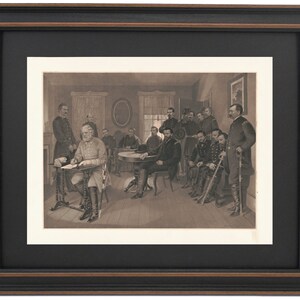 Framed Illustration of General Lee&#39;s Surrender. Standard or Poster Size. Handmade in USA. Free Shipping
