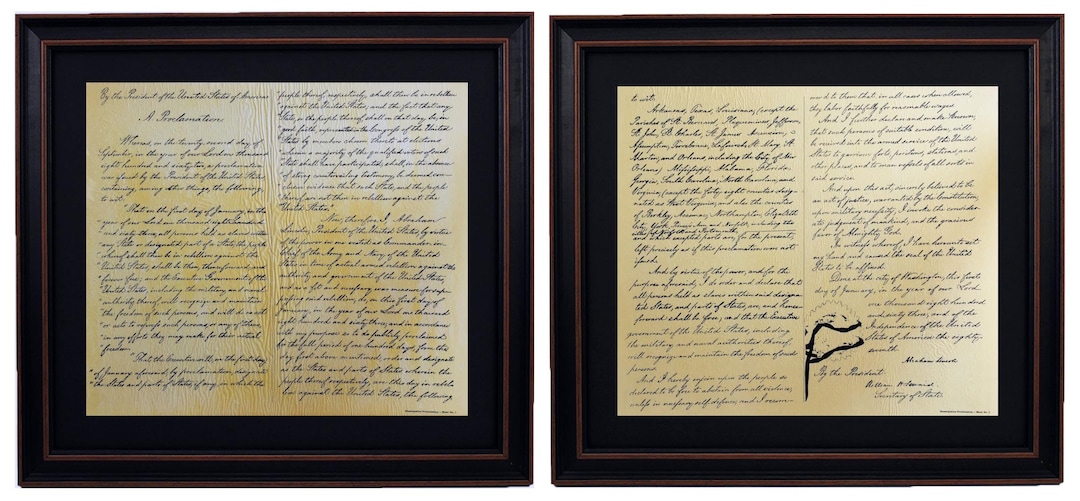 Us Proclamation Frame Framed Emancipation Proclamation Set. Civil Rights Gift. Handmade in ...