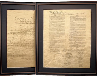 Poster Size Framed United States Constitution and Bill of Rights Set. Handmade in USA. Free Shipping!*