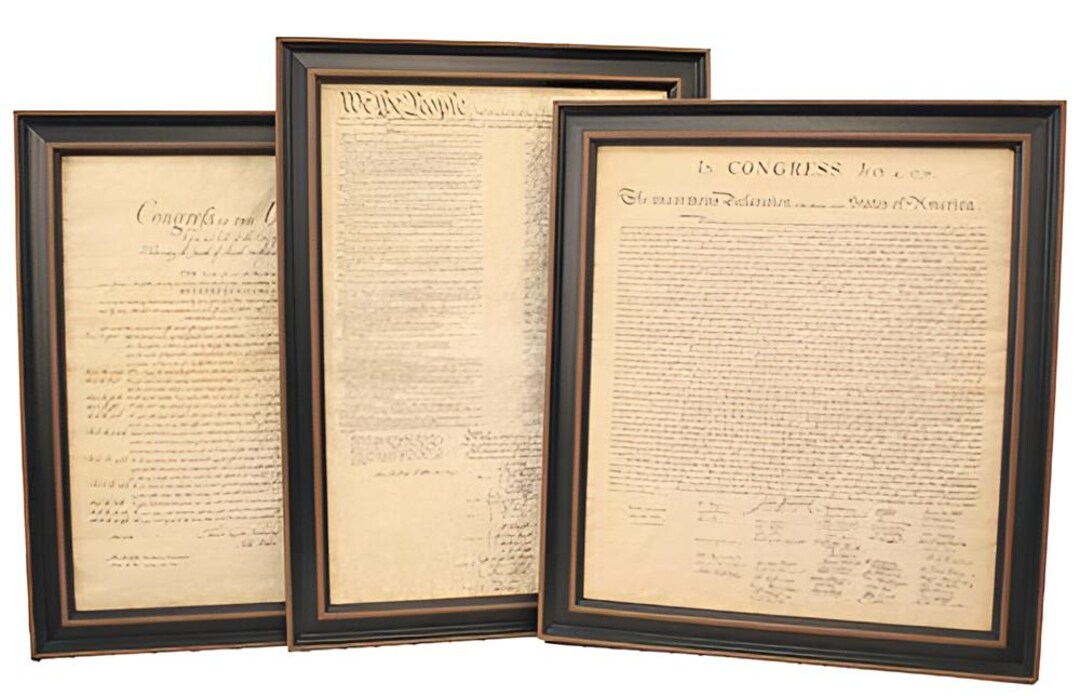 Framed Constitution, Declaration, Bill of Rights Set: Handmade in USA ...