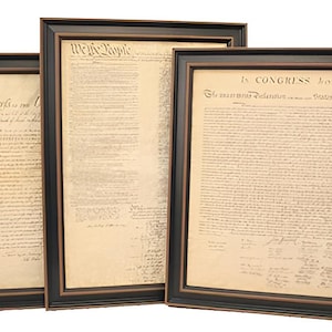 Framed Constitution, Declaration of Independence, & Bill of Rights set (unmatted). Handmade in USA. Free Shipping!*