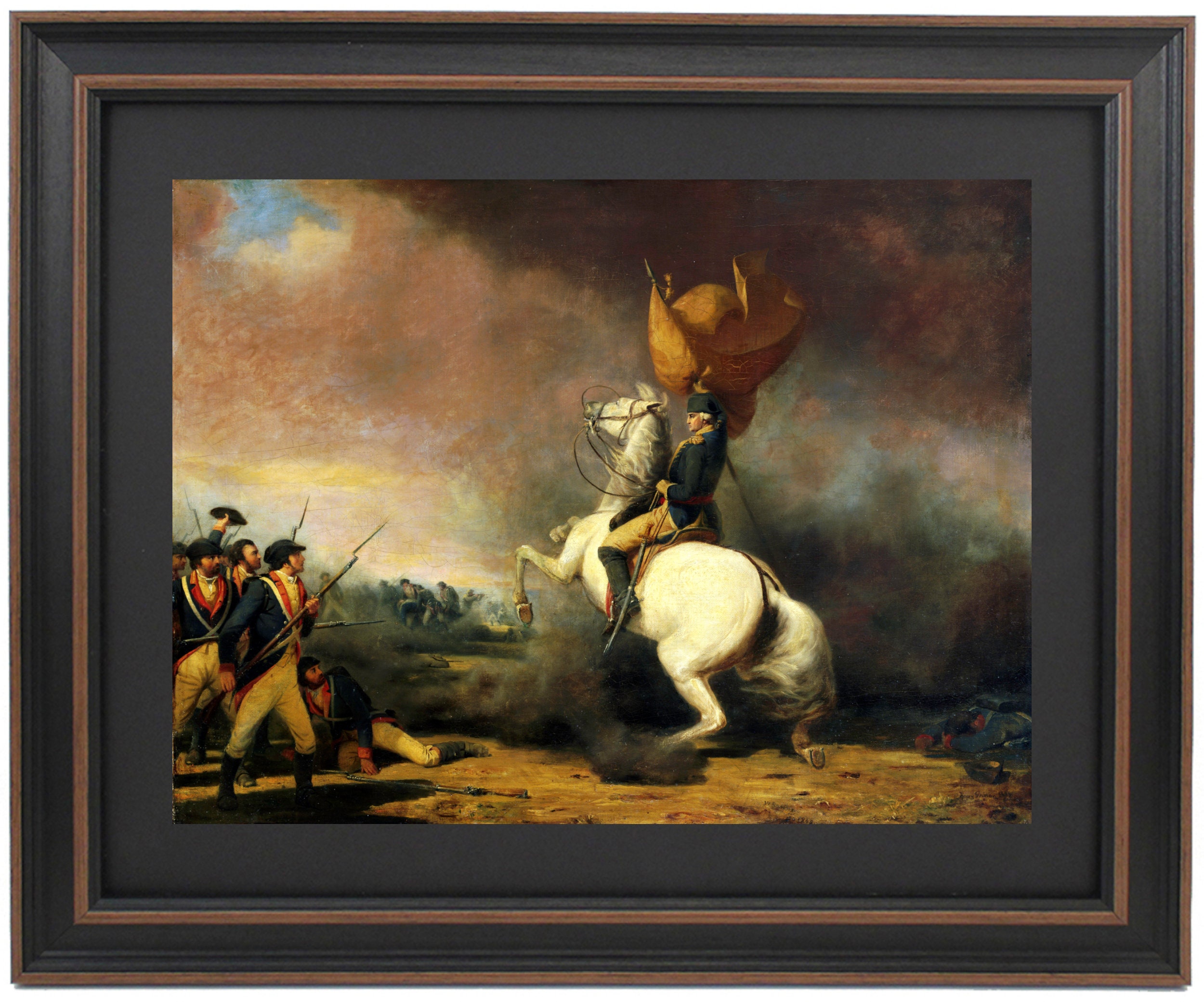Framed Washington Rallying Troops at Battle of Princeton by