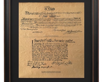 Framed Washington's Commission & Oath of Allegiance. Handmade in USA. Free Shipping