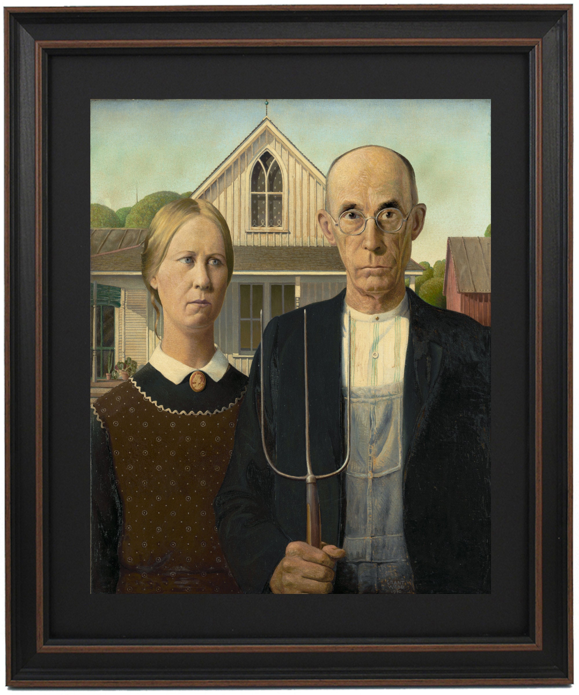 額装品/The Axe/エバート ンドクイスト/アート/ポスター/インテリア Framed American Gothic by Grant Wood. Standard or Poster Size