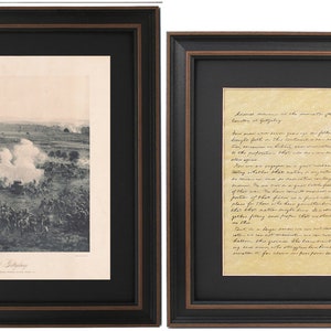 Framed Pickett&#39;s Last Charge Print with Gettysburg Address Set. Handmade in USA. Free Shipping