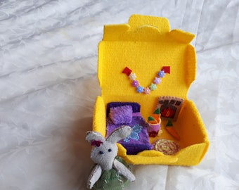 Bunny suitcase,Dollhouse suitcase,Quiet book,Travel Dollhouse in a Suitcase,Dollhouse furniture,Bunny house,Todler toy,pocket bunny