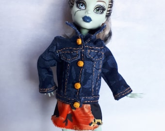 2pcs denim jacket and dress for Monster H doll, Monster H clothes, outfit