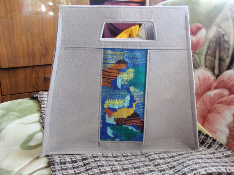 gift for mom laundry bag storage bag for traveling Gray Felt Bag shopping bag Handmade Felt tote bag