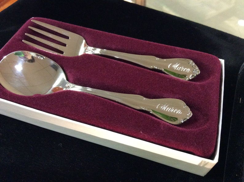 Personalized Engraved Oneida Baby Fork and Spoon Gift Set NEW Etsy