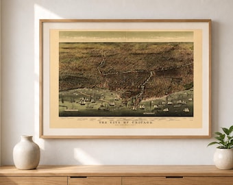 1892 Chicago Map Print, Vintage City Wall Art, Historical USA Poster