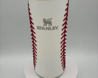 Stanley Can Coozie: Baseball Stitch Design - Insulated 12oz Drink Holder