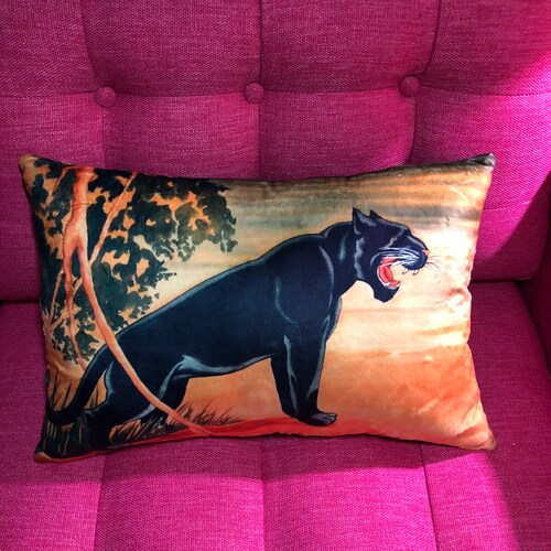 Kitsch Retro Carlo Black Panther Pillow Etsy