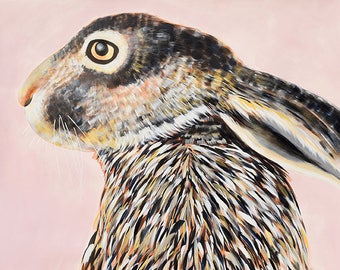 9x12, 18x24 or 40x50 Fine Art Giclee Print of original painting of a Hare by Natalie Jo Wright