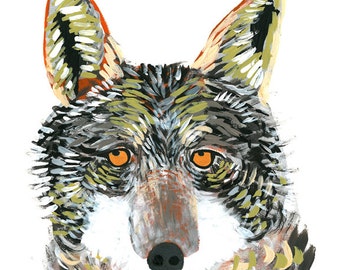 8x10 Fine Art Giclee Print of original Coyote painting by Natalie Wright