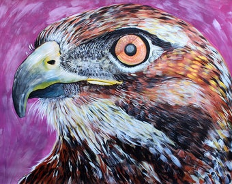 9x12, 18x24 or 38x50 Fine Art Giclee print of a Hawk painting by Natalie Jo Wright