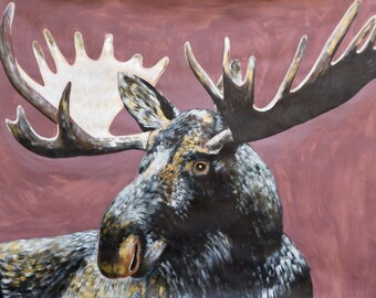 9x12 Giclee Fine Art Print of original Moose painting by Natalie Jo Wright