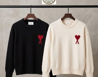 Herzförmiger Strickpullover von AMI Paris || Minimalistischer Herzpullover || Unisex Streetwear