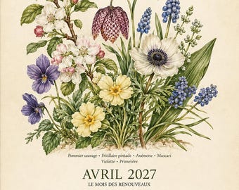 Calendrier 2027 sur les fleurs de saison
