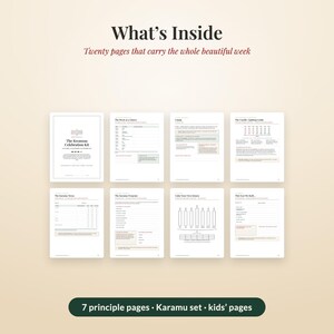May include: A Kwanzaa celebration kit featuring twenty pages of printed content. The layout includes a title page, a week at a glance, Umoja, a candle-lighting guide, a Karamu menu, a Karamu program, a color your own kinara page, and a reflection page.