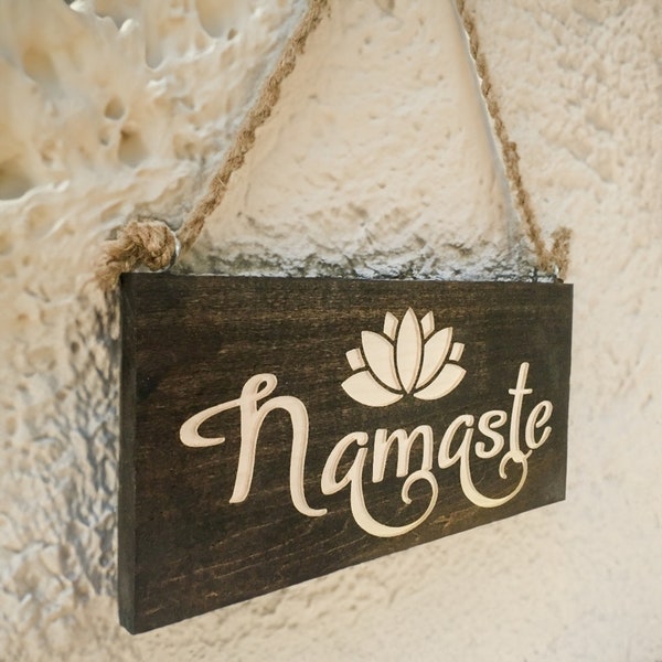 Namaste Wood Sign | Carved on Cedar wood| Zen Decor | 15"x 5.5" Tall"