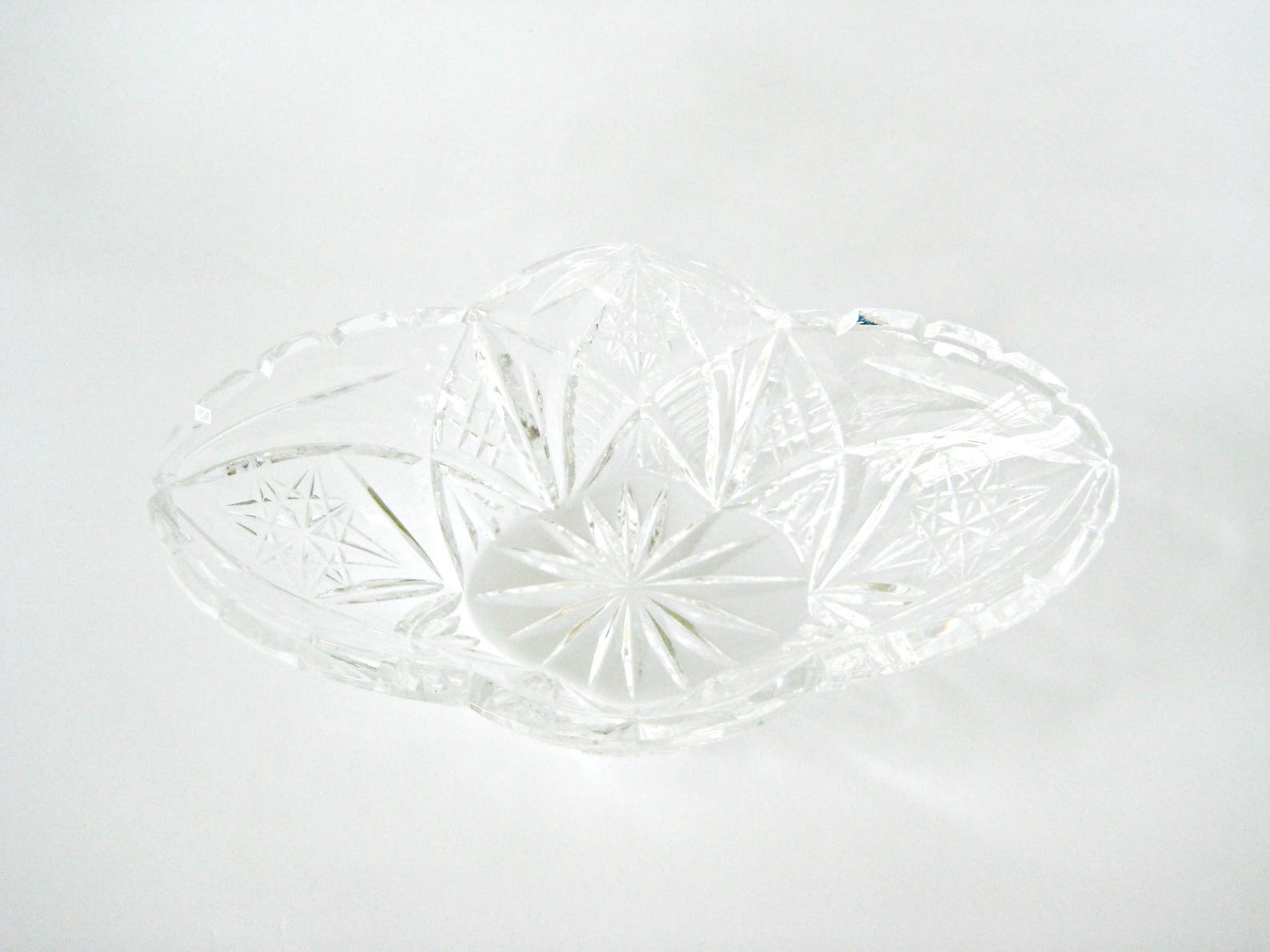 Vintage Cut Glass Candy Dish, Cut Glass Serving Piece, Vintage Glass