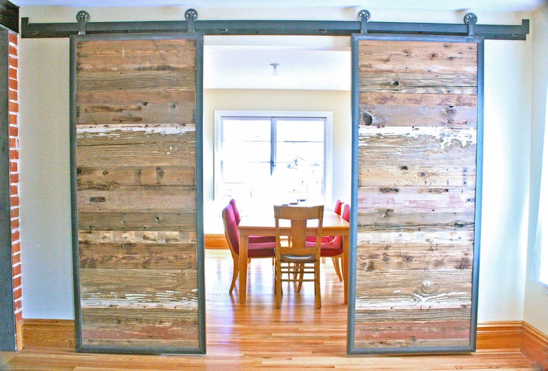 Barn Doors in Reclaimed Wood Tracks Included image 3