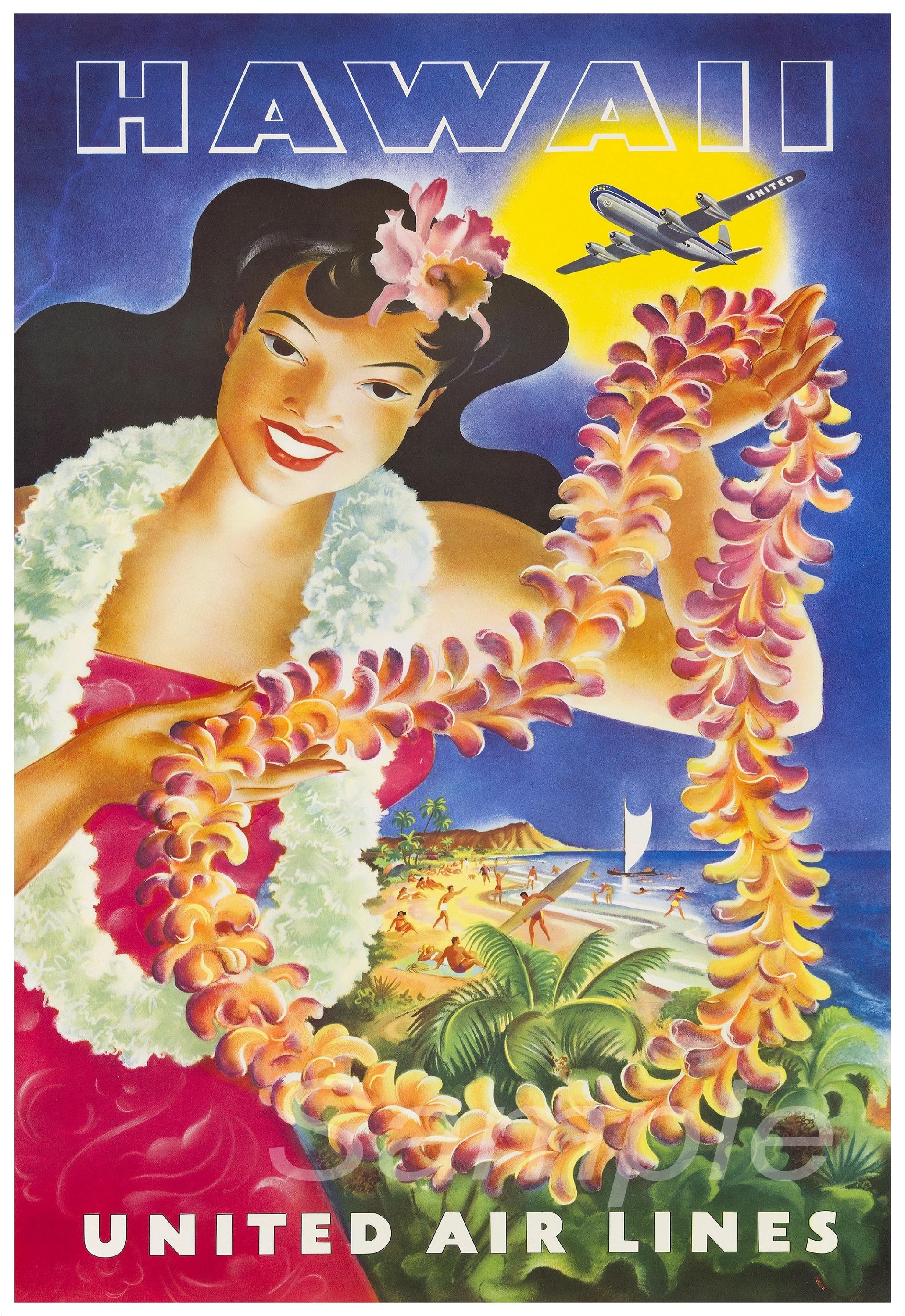 Hawaiian airlines vintage poster - Etsy 日本