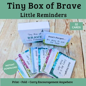 Tiny Box of Brave Little Reminders | Mini Printable Matchbox Nature Affirmation Cards | Confidence Cards | Counseling Resource