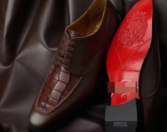 Handmade Burgundy Leather Wingtip Brogues: Men's Oxford Dress Shoes