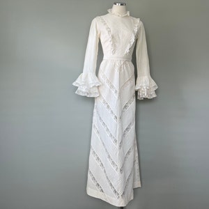 Edwardian Era Beige Lace Vintage Wedding Dress by El Buzon 1910 1920's Replica made in 1960s Size Small image 1